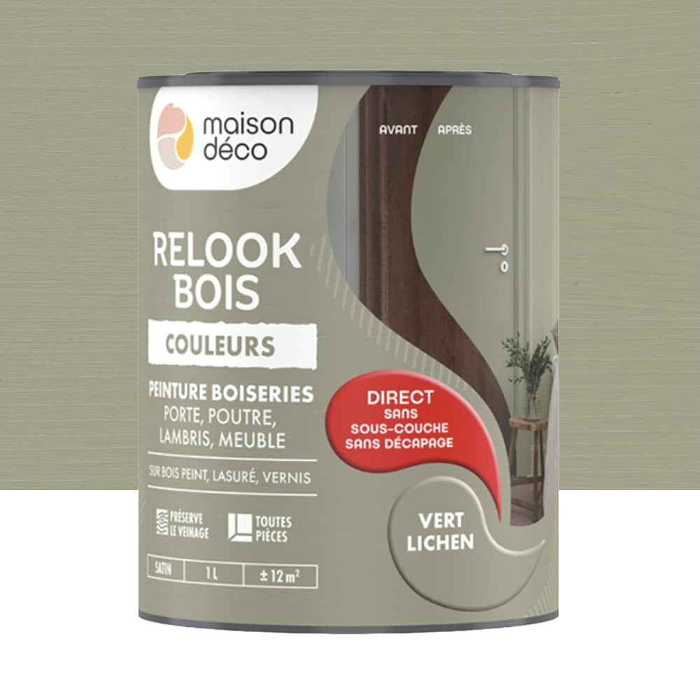 Peinture Maison Déco Relook Bois Couleurs Vert lichen - 1L