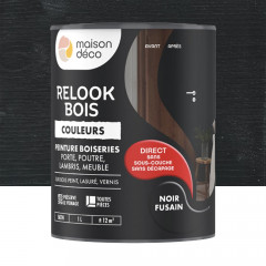 Peinture Maison Déco Relook Bois Couleurs Noir fusain - 1L