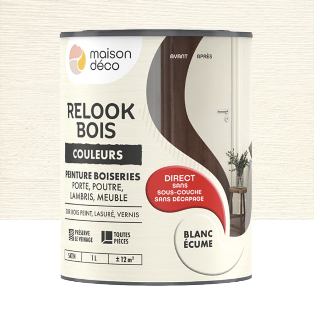 Peinture Maison Déco Relook Bois Couleurs Blanc écume - 1L