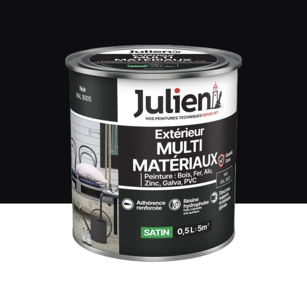 Peinture Extérieur Multi-matériaux Julien Noir - 0,5L