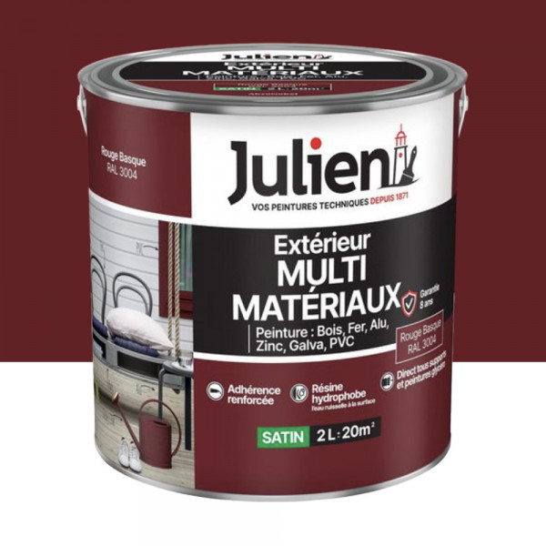 Peinture Extérieur Multi-matériaux Julien Rouge Basque - 2L