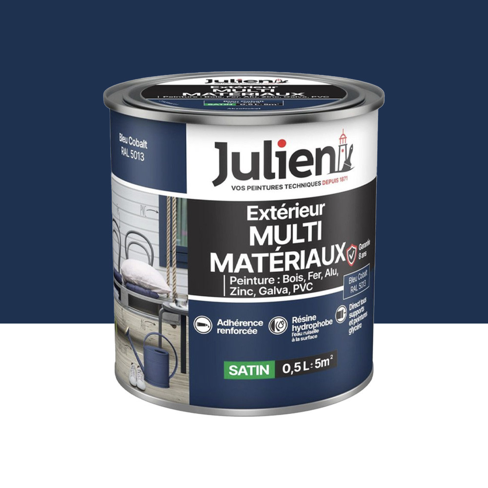Peinture Extérieur Multi-matériaux Julien Bleu Cobalt - 0,5L