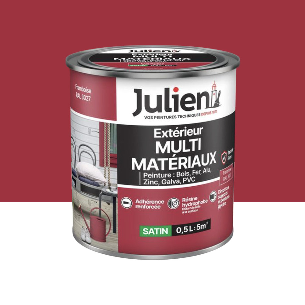 Peinture Extérieur Multi-matériaux Julien Framboise - 0,5L
