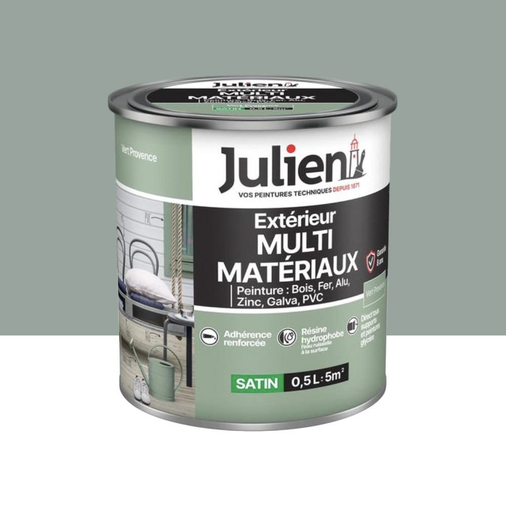 Peinture Extérieur Multi-matériaux Julien Vert Provence - 0,5L