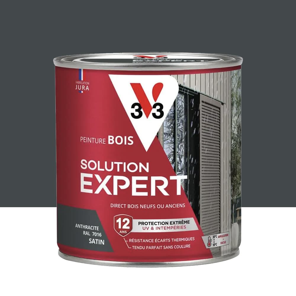 Peinture Glycéro Bois 12ans V33 Solution Expert Anthracite - 0,5L