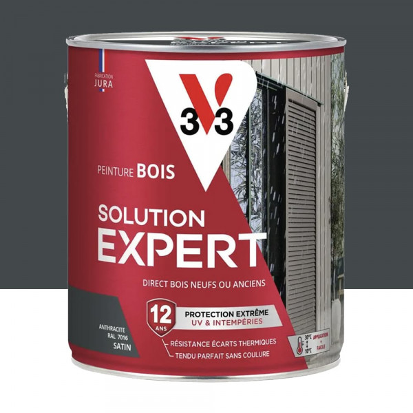 Peinture Glycéro Bois 12ans V33 Solution Expert Anthracite - 2L