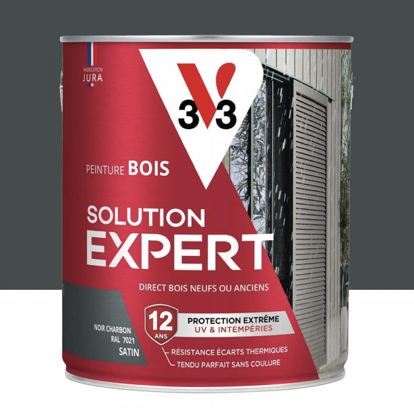 Peinture Glycéro Bois 12ans V33 Solution Expert Noir charbon - 2L