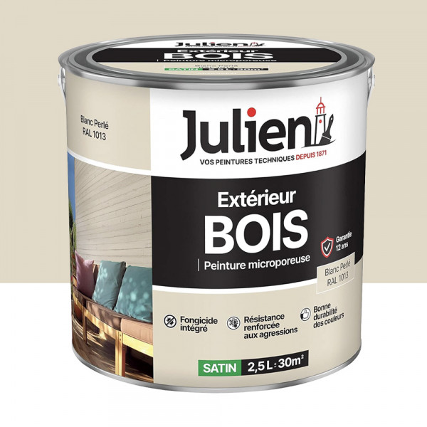 Peinture Extérieur Bois Microporeux Julien Blanc Perlé - 2,5L