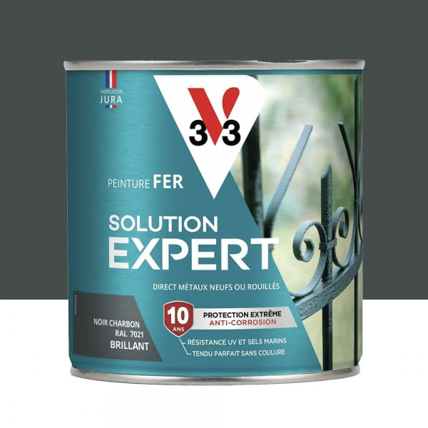 Peinture Glycéro Fer 10ans V33 Solution Expert Noir charbon - 0,5L