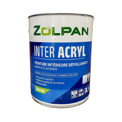 Peinture intérieure dépolluante pour murs & plafonds ZOLPAN Inter Acryl Satin 3L