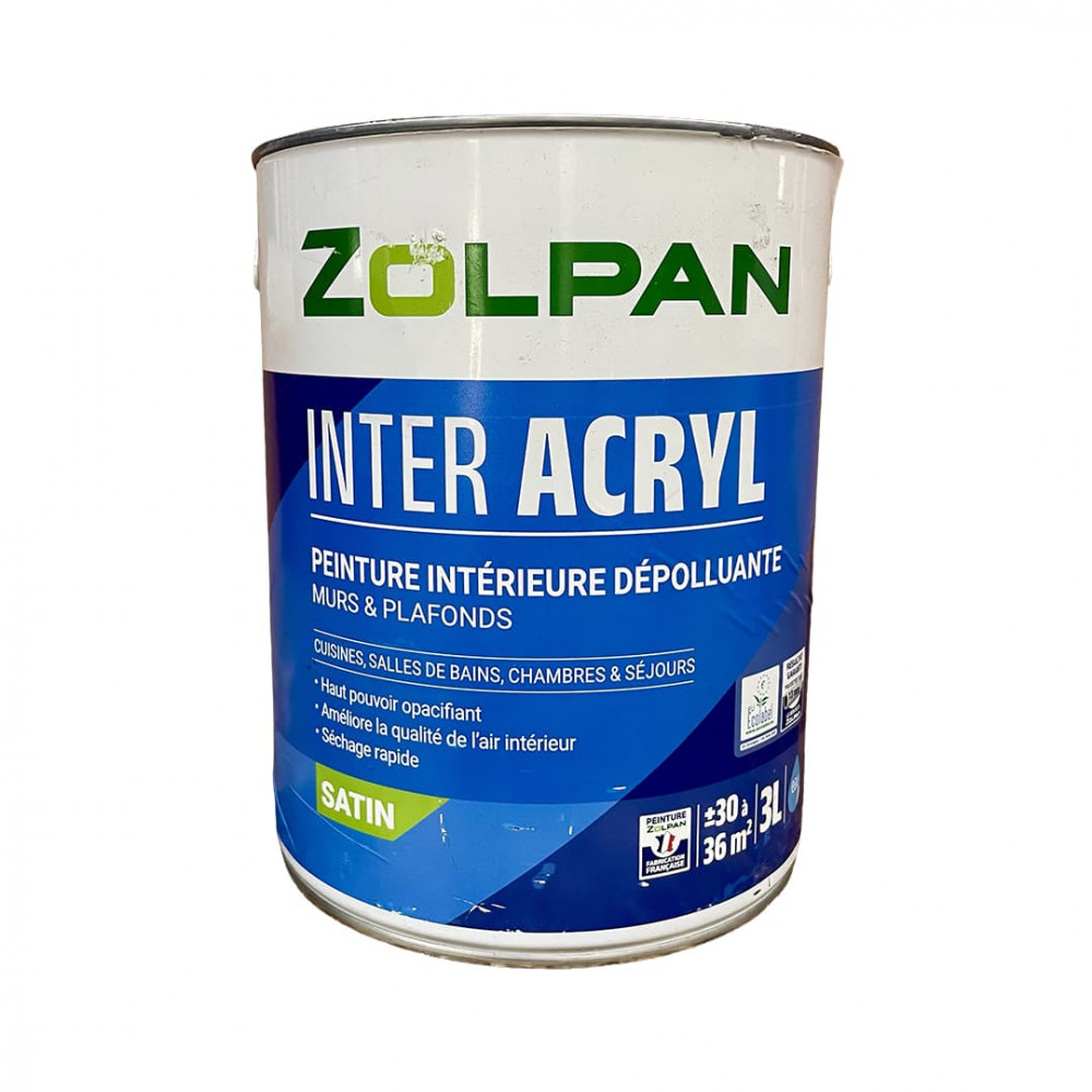 Peinture intérieure dépolluante pour murs & plafonds ZOLPAN Inter Acryl Satin 3L