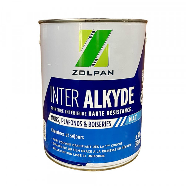 Peinture intérieure haute résistance pour murs, plafonds et boiseries ZOLPAN Inter Alkyde Mat 3L - pot 2