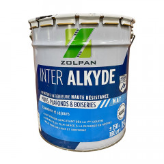 Peinture intérieure haute résistance pour murs, plafonds et boiseries ZOLPAN Inter Alkyde Mat 15L