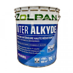 Peinture intérieure haute résistance pour murs, plafonds et boiseries ZOLPAN Inter Alkyde Velours 15L