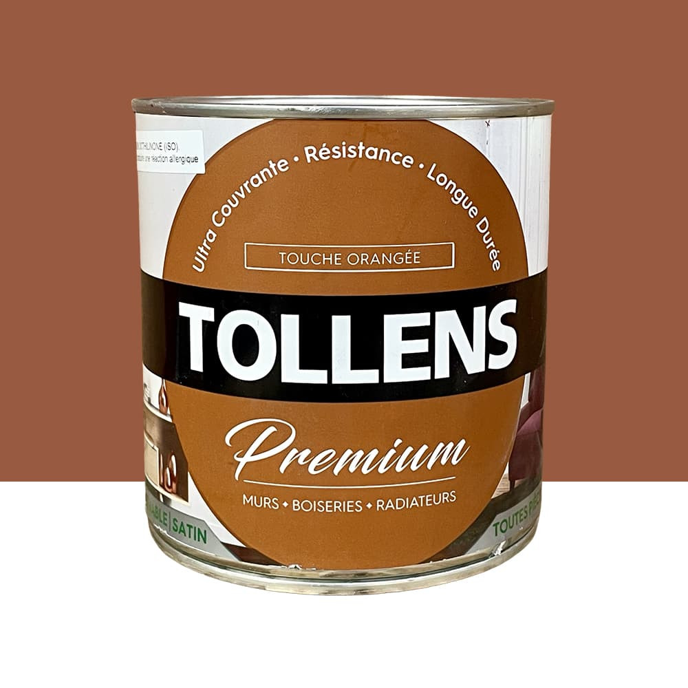 Peinture murs, boiseries et radiateurs TOLLENS Premium Touche orangée satin - 0,75L