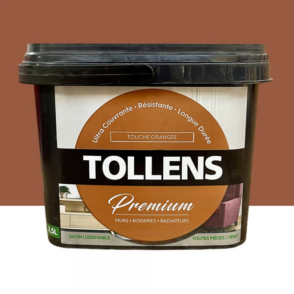 Peinture murs, boiseries et radiateurs TOLLENS Premium Touche orangée satin - 2,5L