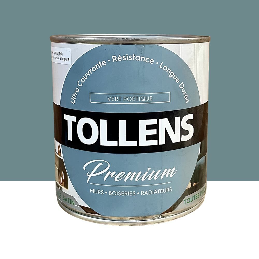 Peinture murs, boiseries et radiateurs TOLLENS Premium Vert poétique satin - 0,75L