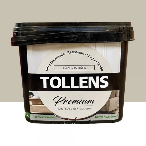 Peinture murs, boiseries et radiateurs TOLLENS Premium Sésame torréfié satin - 2,5L
