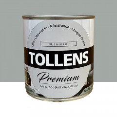 Peinture murs, boiseries et radiateurs TOLLENS Premium Gris minéral satin - 0,75L