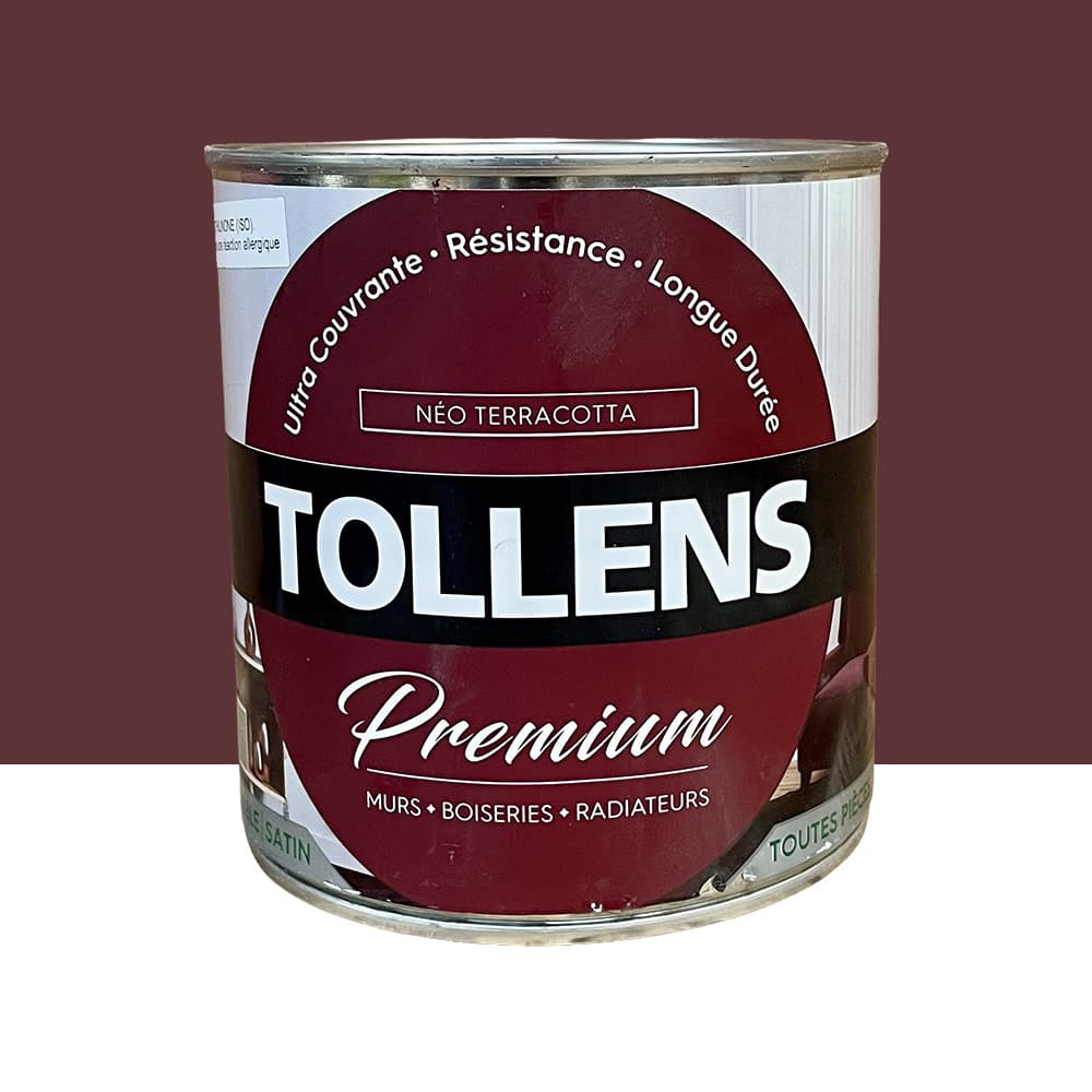 Peinture murs, boiseries et radiateurs TOLLENS Premium Néo terracotta satin - 0,75L
