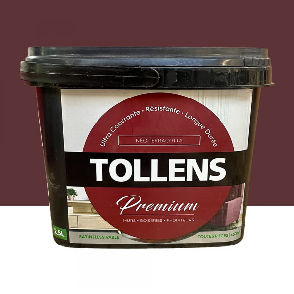 Peinture murs, boiseries et radiateurs TOLLENS Premium Néo terracotta satin - 2,5L