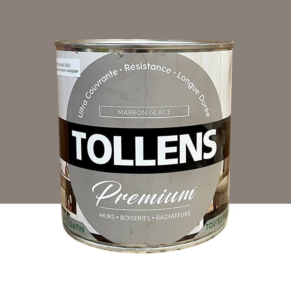 Peinture murs, boiseries et radiateurs TOLLENS Premium Marron glacé satin - 0,75L