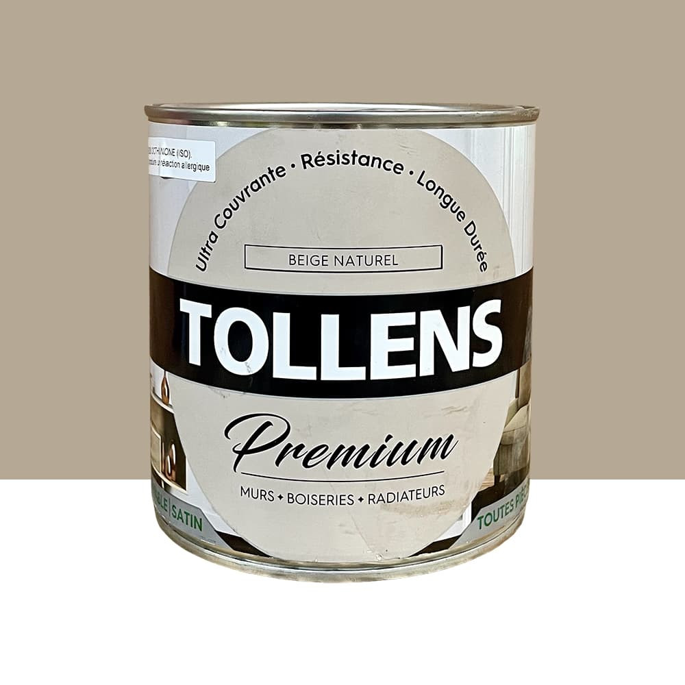 Peinture murs, boiseries et radiateurs TOLLENS Premium Beige naturel satin - 0,75L