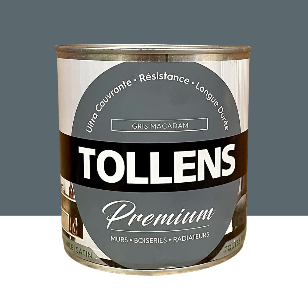 Peinture murs, boiseries et radiateurs TOLLENS Premium Gris macadam satin - 0,75L