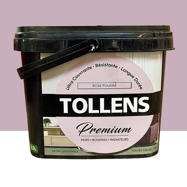 Peinture murs, boiseries et radiateurs TOLLENS Premium Rose poudré satin - 2,5L