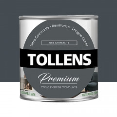 Peinture murs, boiseries et radiateurs TOLLENS Premium Gris anthracite satin - 0,75L