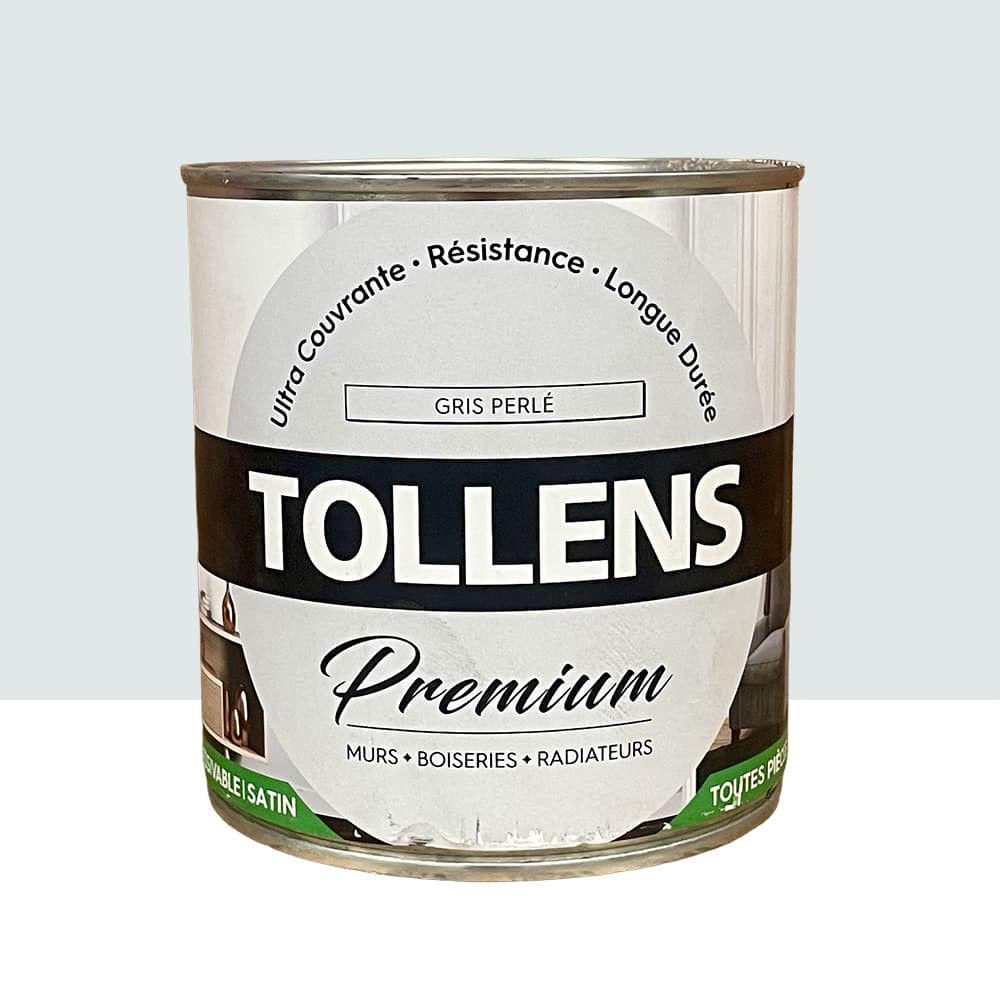 Peinture murs, boiseries et radiateurs TOLLENS Premium Gris perlé satin - 0,75L