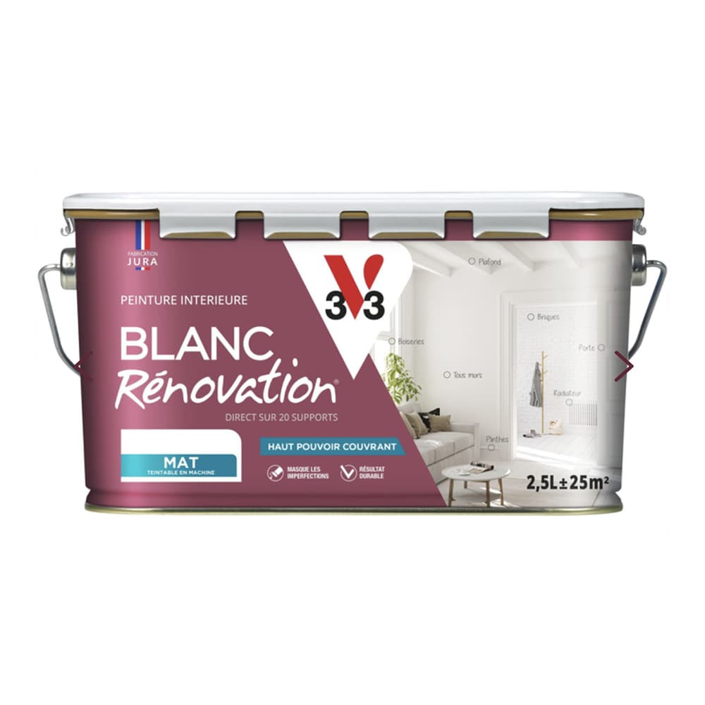 Peinture intérieure V33 Blanc Rénovation Mat - 2,5L