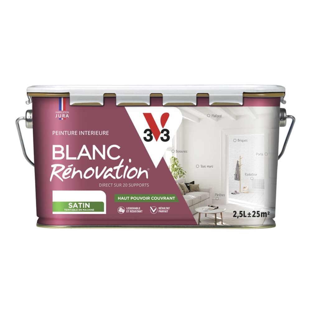 Peinture intérieure V33 Blanc Rénovation Satin - 2,5L