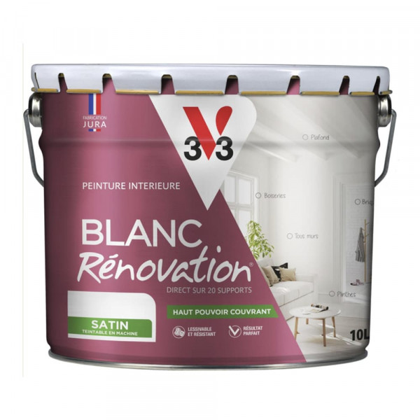 Peinture intérieure V33 Blanc Rénovation Satin - 10L