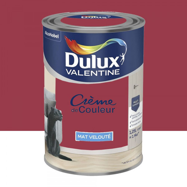 Peinture multi-supports Dulux Valentine Crème de Couleur Mat velouté Framboise - 1,25L