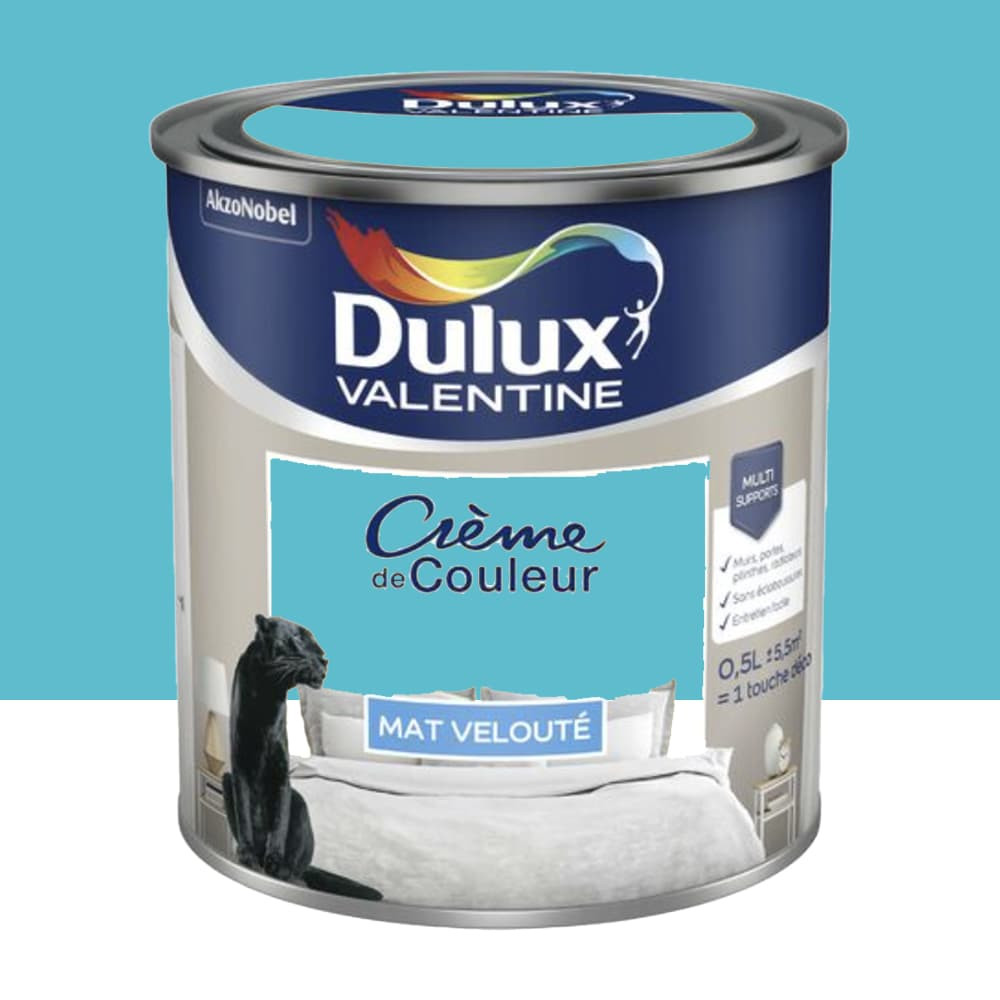 Peinture multi-supports Dulux Valentine Crème de Couleur Mat velouté Bleu Caraïbes - 0,5L