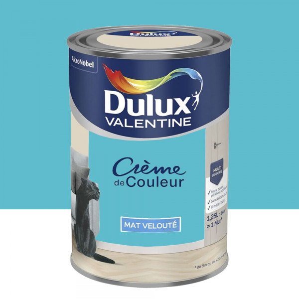 Peinture multi-supports Dulux Valentine Crème de Couleur Mat velouté Bleu Caraïbes - 1,25L