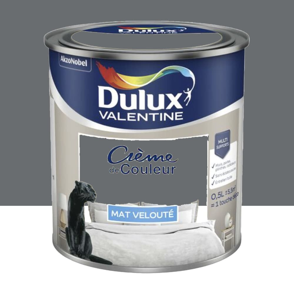 Peinture multi-supports Dulux Valentine Crème de Couleur Mat velouté Anthracite - 0,5L