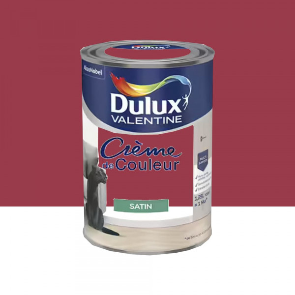 Peinture multi-supports Dulux Valentine Crème de Couleur Satin Framboise - 1,25L
