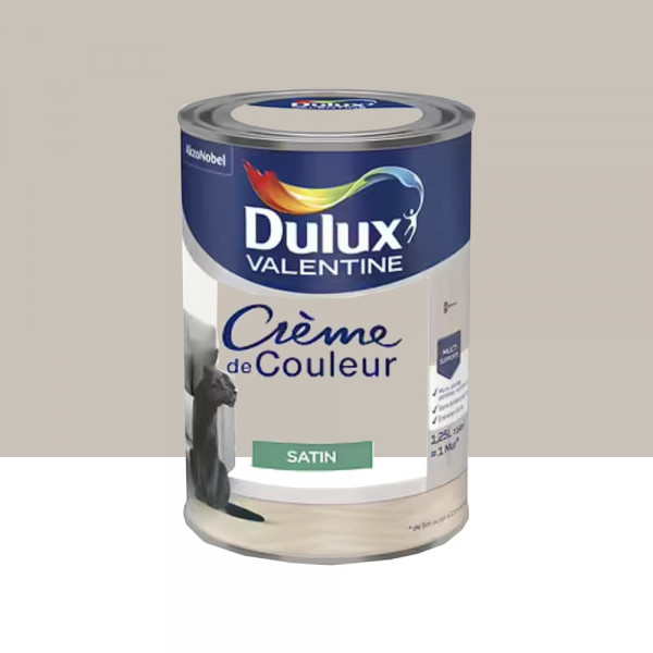 Peinture multi-supports Dulux Valentine Crème de Couleur Satin Grain de Sable - 1,25L