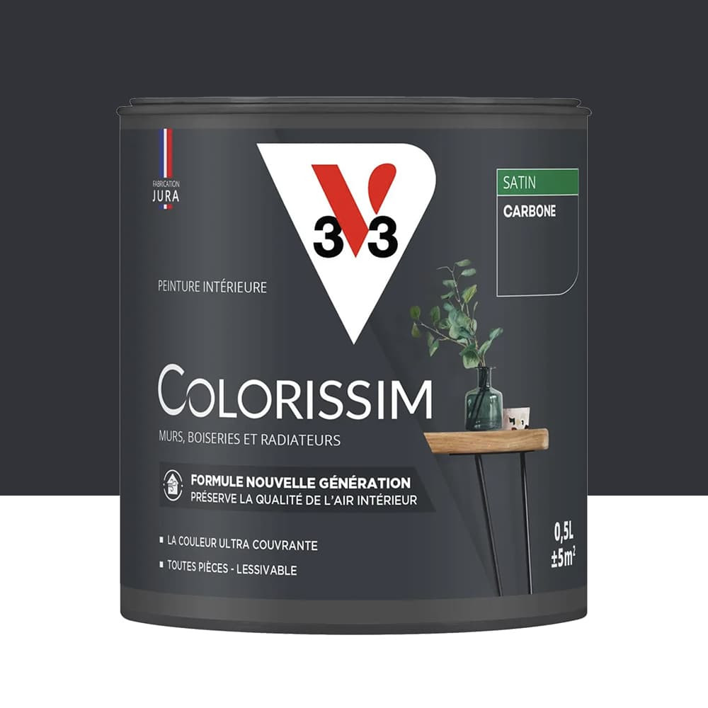 Peinture intérieure V33 Colorissim Satin Carbone - 0,5L
