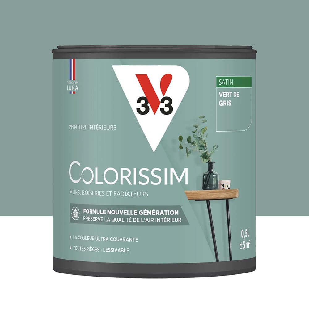 Peinture intérieure V33 Colorissim Satin Vert de gris - 0,5L