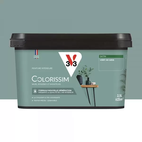 Peinture intérieure V33 Colorissim Satin Vert de gris - 2,5L