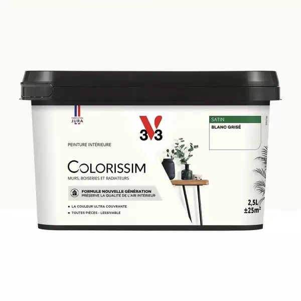 Peinture intérieure V33 Colorissim Satin Blanc grisé - 2,5L