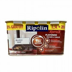 Peinture intérieure glycéro plafonds tachés & salis RIPOLIN Blanc mat Taupe - 3L