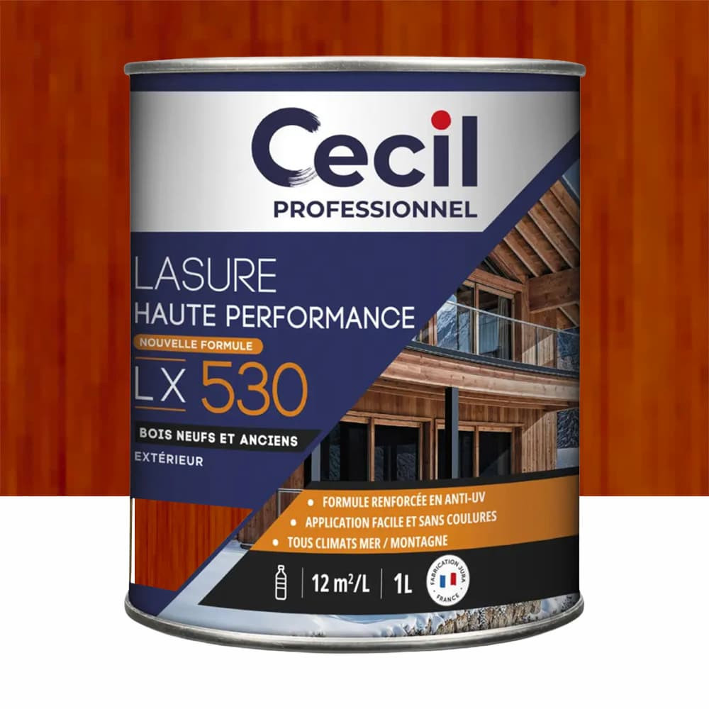 Lasure Haute Performance pour bois neufs & anciens CECIL LX530 Teck - 1L