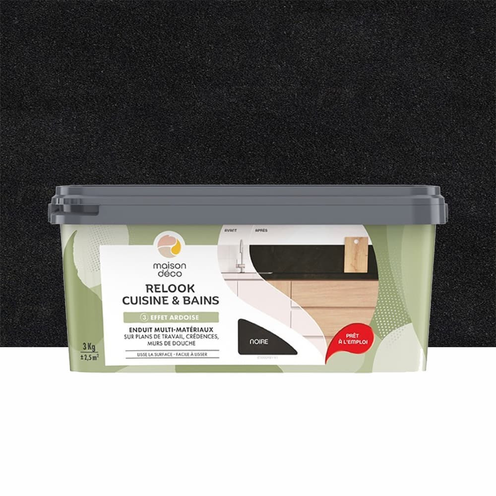 Enduit Maison Déco Relook Cuisine & Bains Effet Ardoise Noir - 3kgs