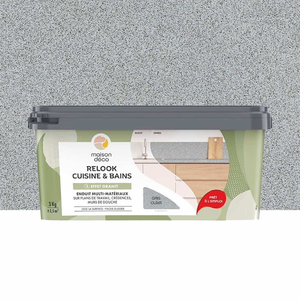 Enduit Maison Déco Relook Cuisine & Bains Effet Granit Gris clair - 3kgs