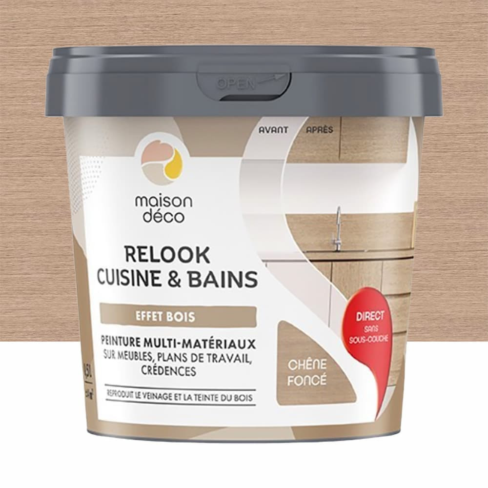 Peinture multi-matériaux sur meubles, plans de travail, crédences MAISON DÉCO Relook Cuisine & Bains Chêne foncé - 0,5L