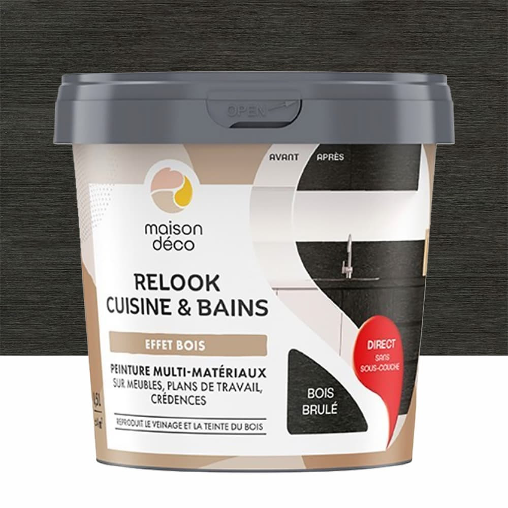 Peinture multi-matériaux sur meubles, plans de travail, crédences MAISON DÉCO Relook Cuisine & Bains Bois brûlé - 0,5L